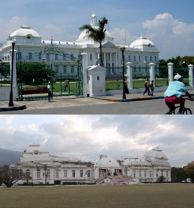 Fakta: Presidentpalatset i Haiti efter jordbävningen 2010