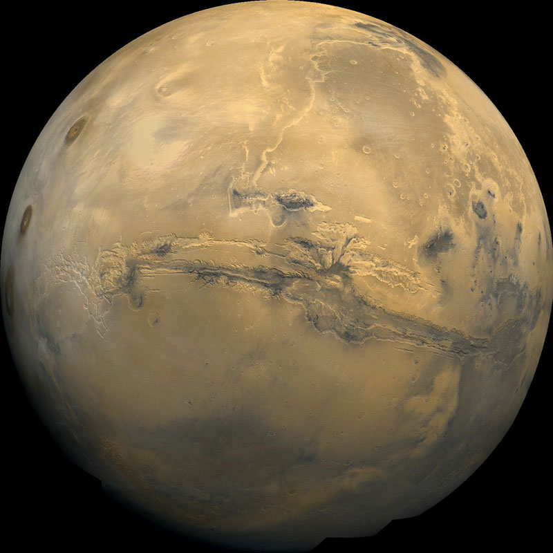 Mars is de vierde planeet in het zonnestelsel